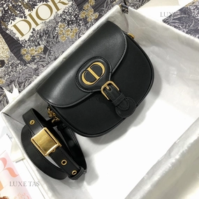 Black Box Calfskin Medium D Bobby Bag Leather Crossbody Bag for Women