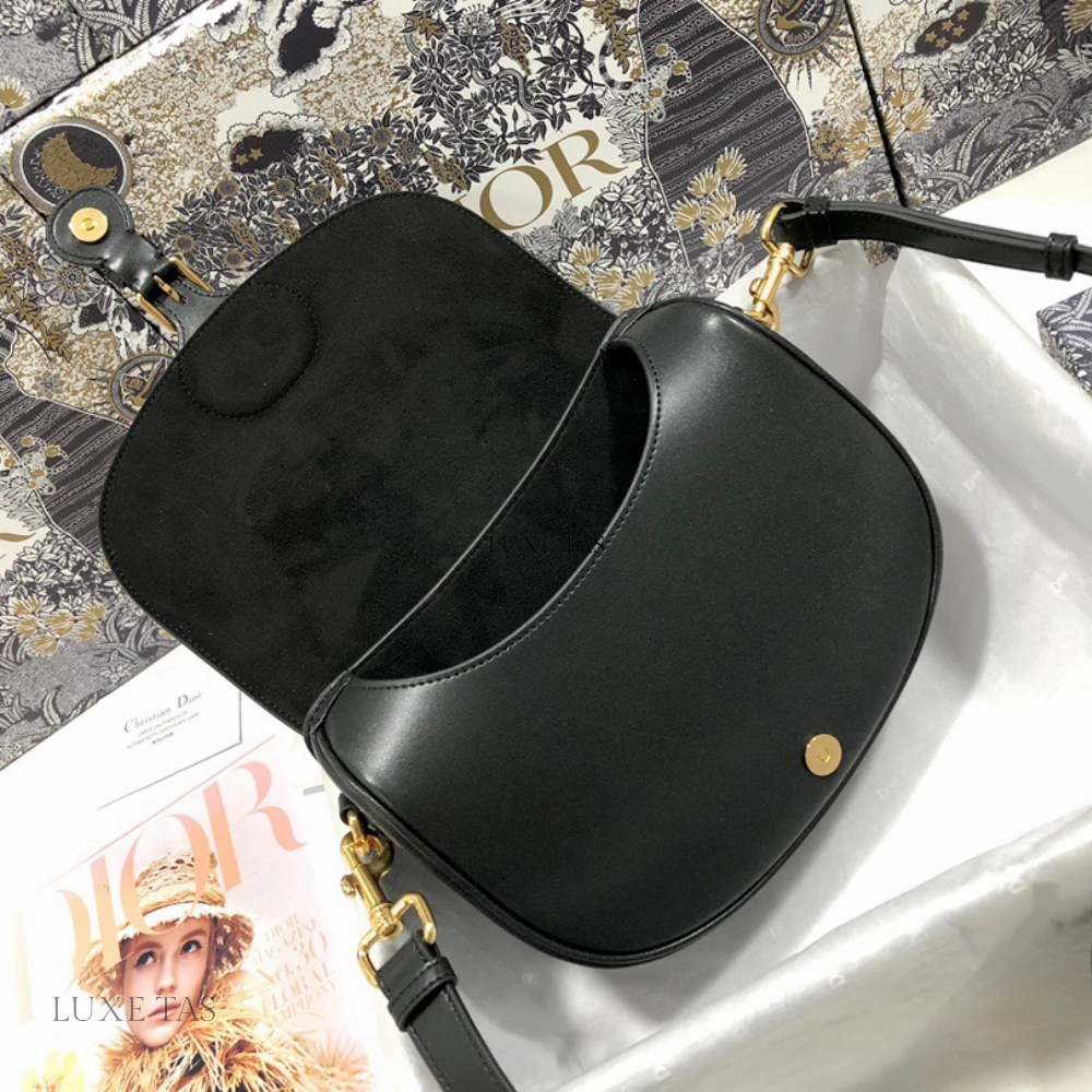 Black Box Calfskin Medium D Bobby Bag Leather Crossbody Bag for Women