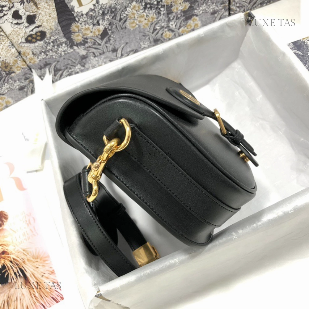 Black Box Calfskin Medium D Bobby Bag Leather Crossbody Bag for Women
