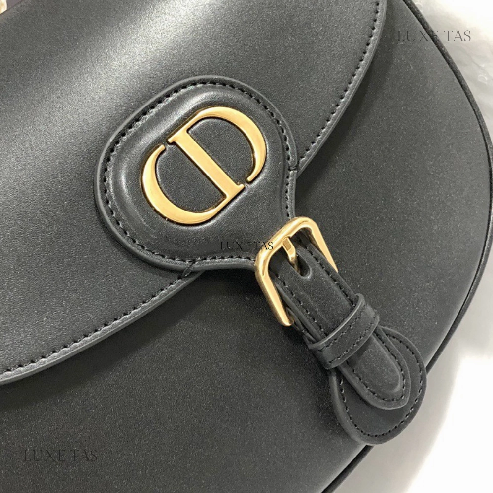 Black Box Calfskin Medium D Bobby Bag Leather Crossbody Bag for Women
