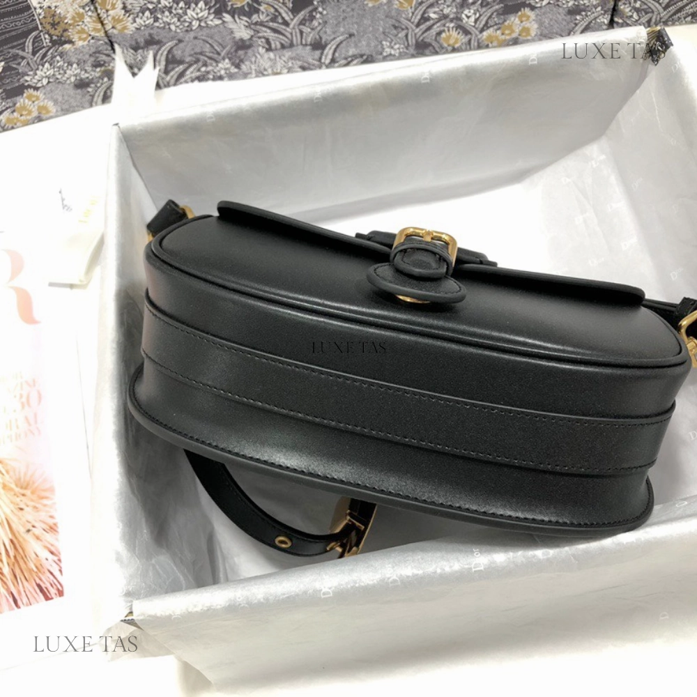 Black Box Calfskin Medium D Bobby Bag Leather Crossbody Bag for Women