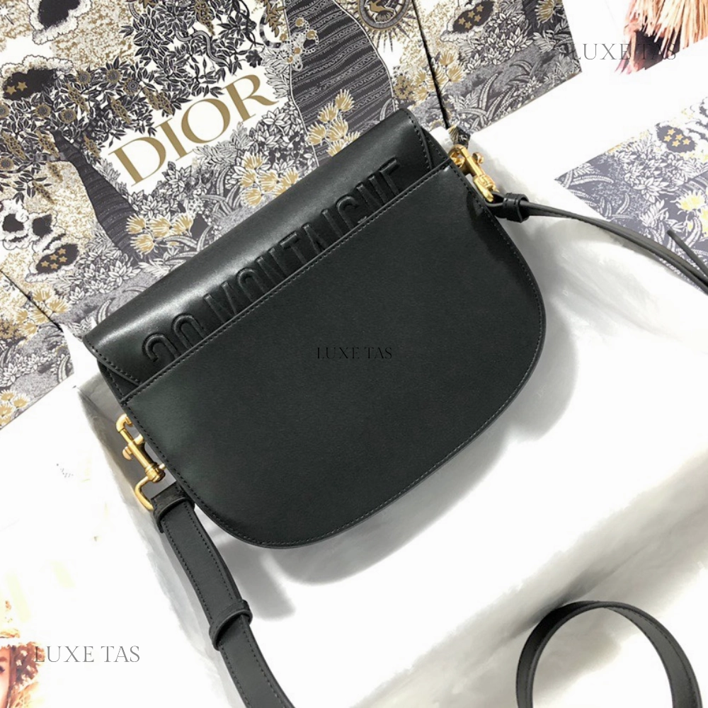 Black Box Calfskin Medium D Bobby Bag Leather Crossbody Bag for Women