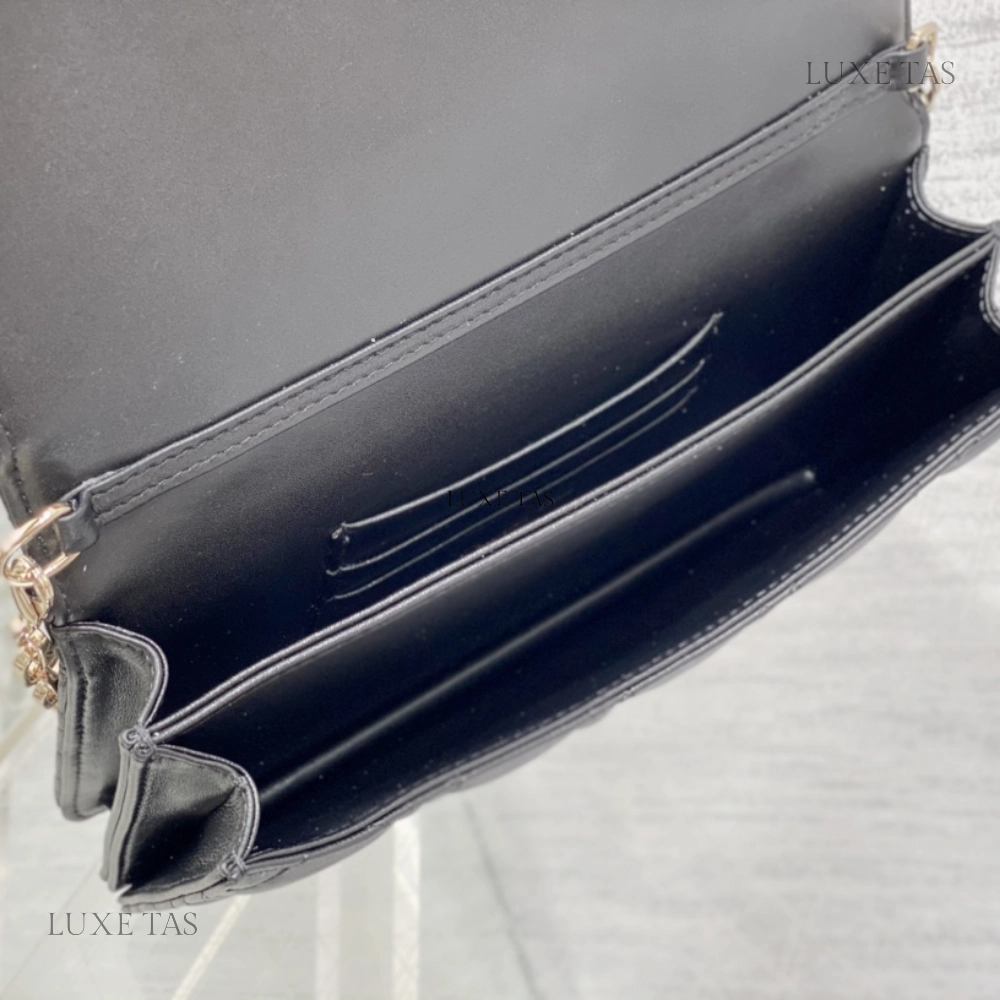 Black Cannage Lambskin Miss D Mini Bag Leather Crossbody Bag for Women