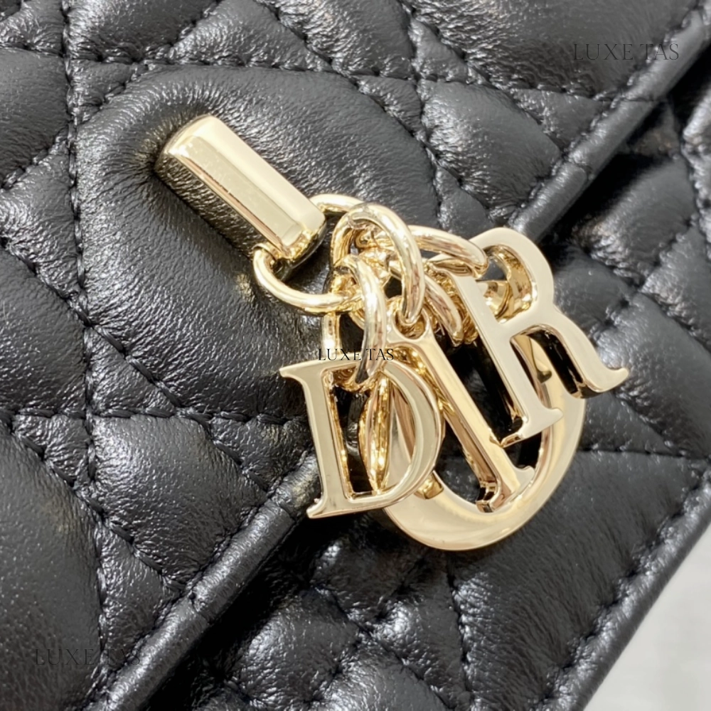 Black Cannage Lambskin Miss D Mini Bag Leather Crossbody Bag for Women