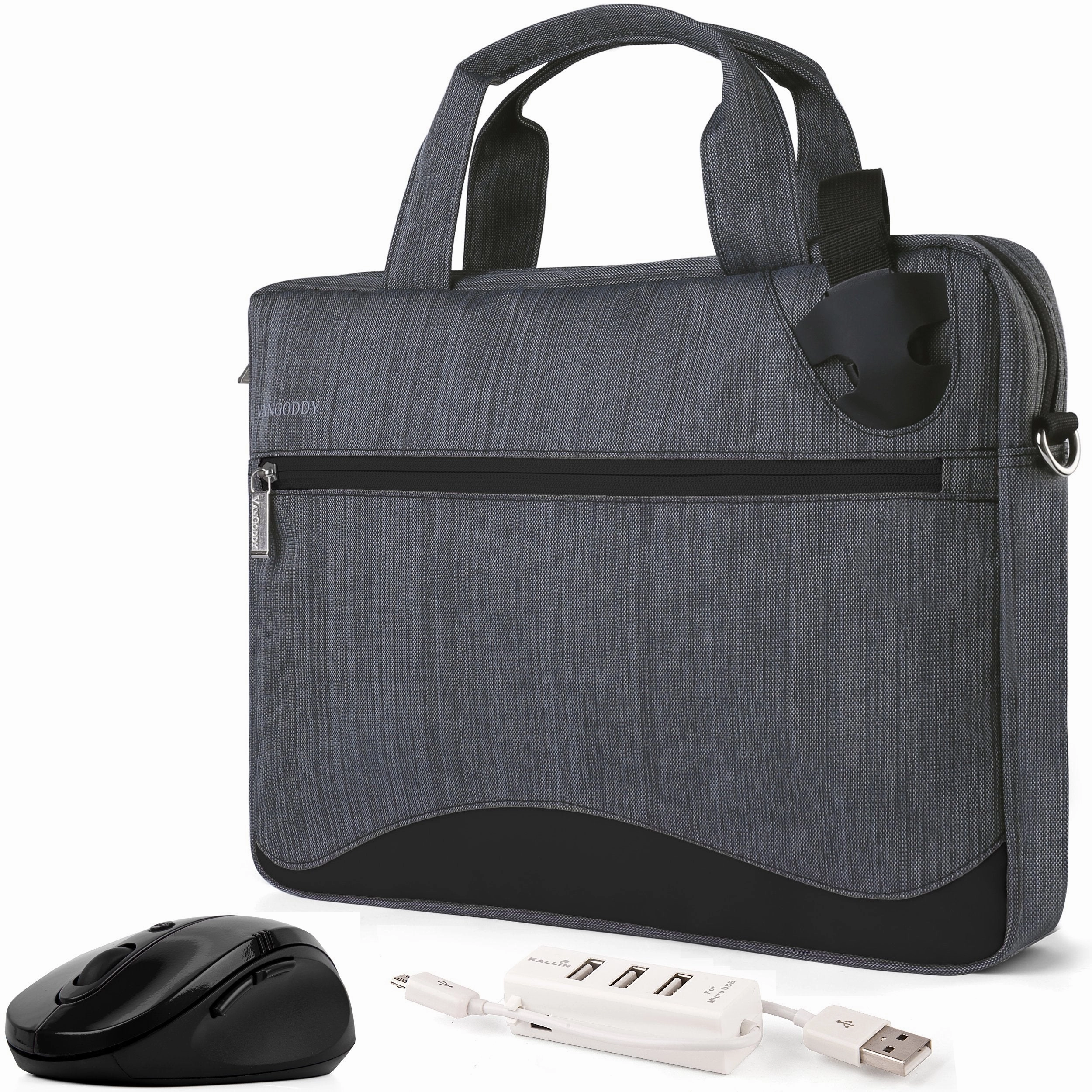 Black Laptop Bag 11 to 13.3 inch, Mouse, USB Hub for HP EliteBook, ProBook, Spectre, Stream, Pavilion Envy ChromeBook