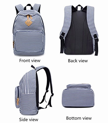 BLUBOON School Backpack for Girls Canvas Bookbag College Laptop Rucksack Women Ladies Travel Daypack Lunch Box Bag Pencil Case