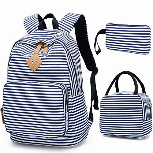 BLUBOON School Backpack for Girls Canvas Bookbag College Laptop Rucksack Women Ladies Travel Daypack Lunch Box Bag Pencil Case