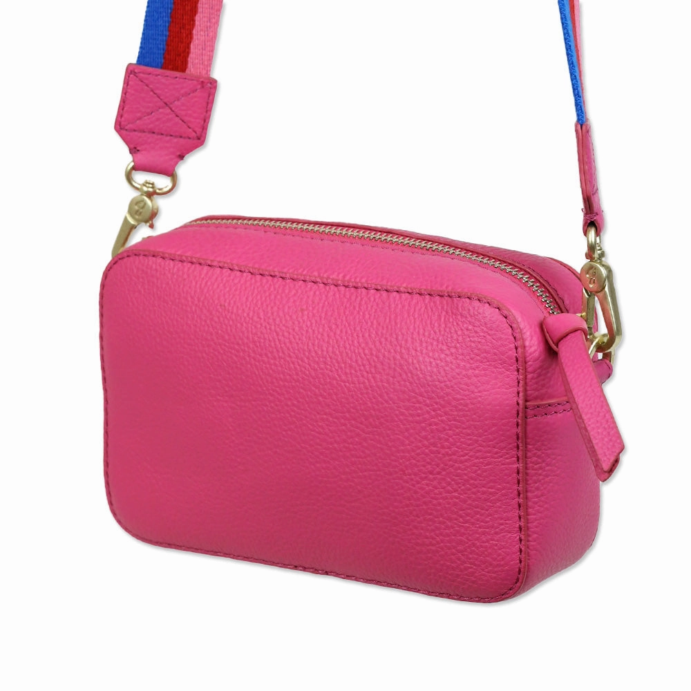 Boden Hot Pink Pebble Leather Camera Crossbody Bag