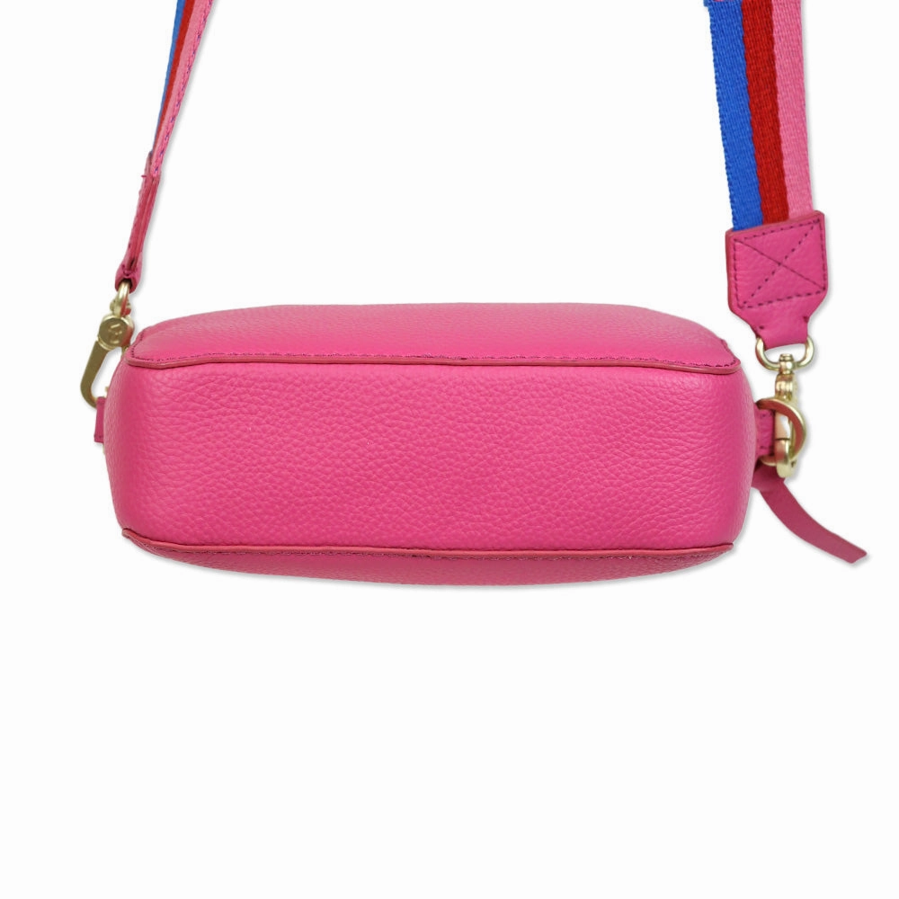 Boden Hot Pink Pebble Leather Camera Crossbody Bag