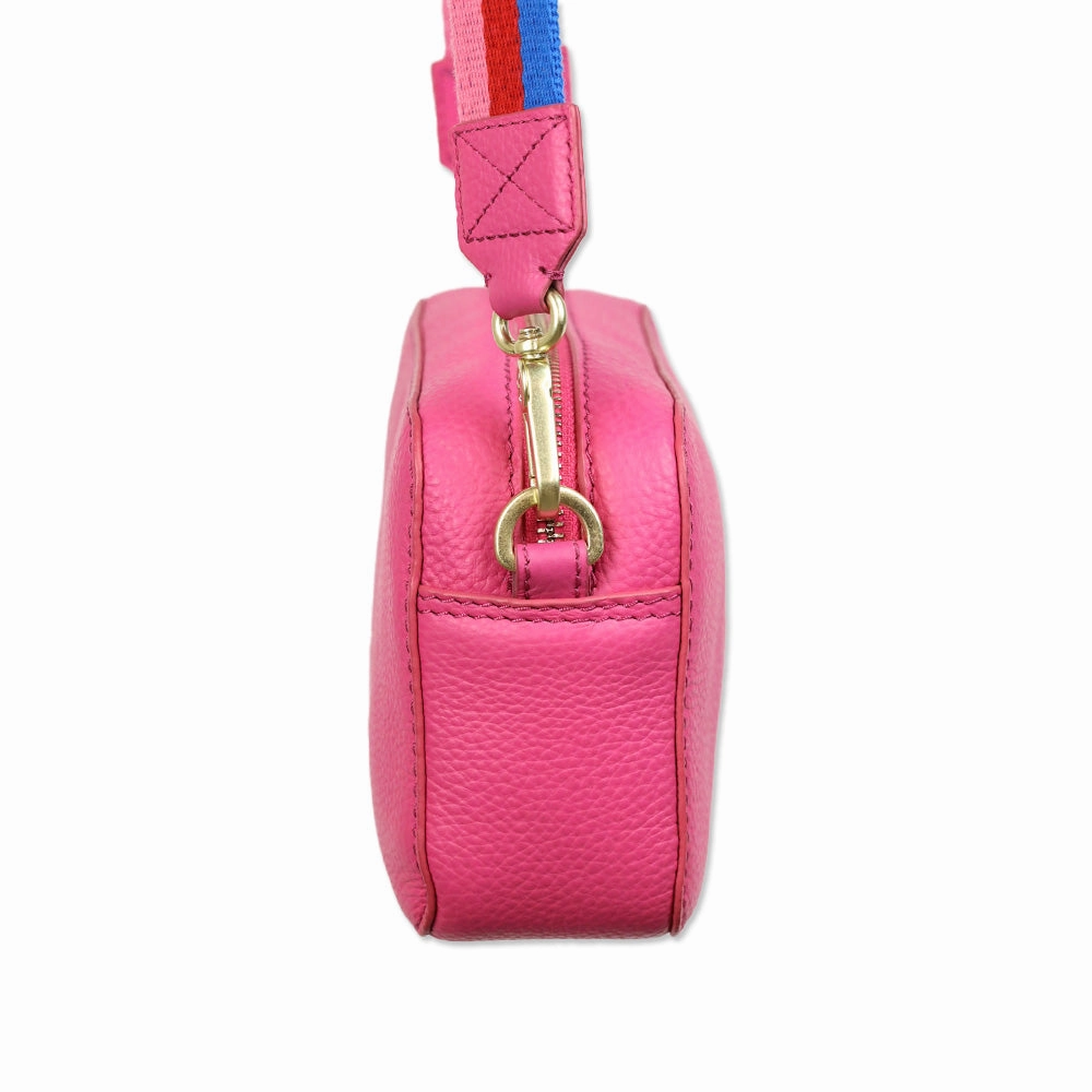 Boden Hot Pink Pebble Leather Camera Crossbody Bag
