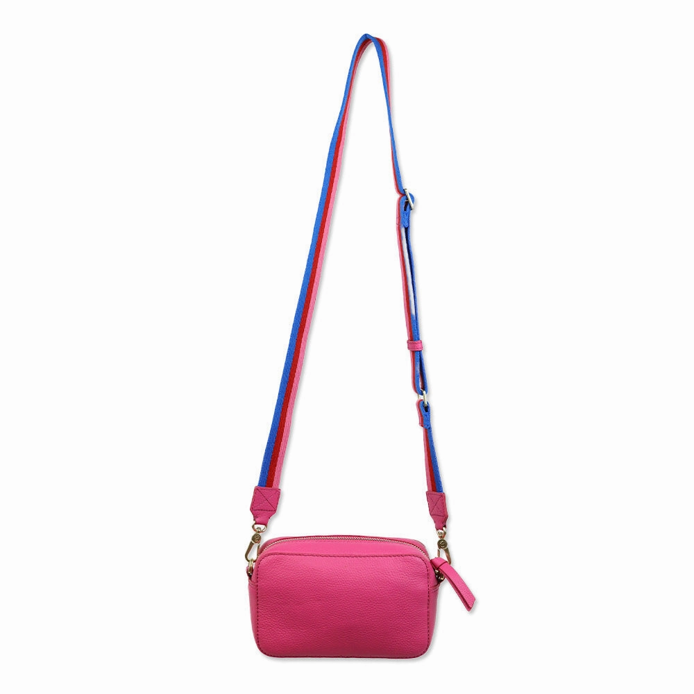 Boden Hot Pink Pebble Leather Camera Crossbody Bag