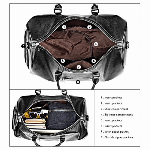 Bostanten Genuine Leather Travel Weekender Overnight Duffel Bag Gym Sports Luggage Bags For Men