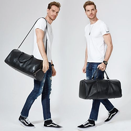 Bostanten Genuine Leather Travel Weekender Overnight Duffel Bag Gym Sports Luggage Bags For Men