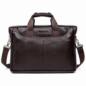 Bostanten Leather Briefcase Laptop Case Handbag Business Bags For Men Brown