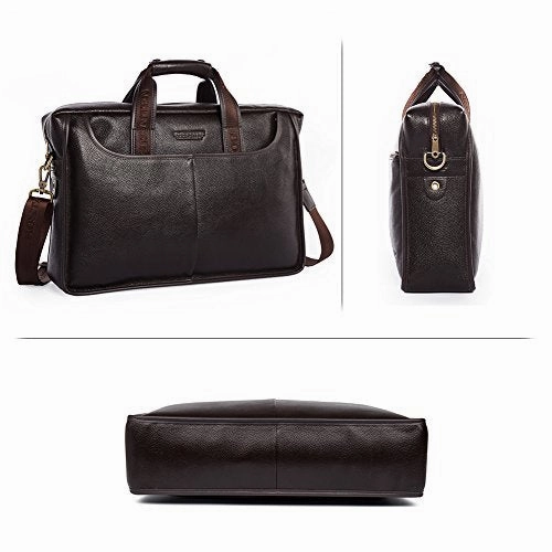 Bostanten Leather Briefcase Laptop Case Handbag Business Bags For Men Brown