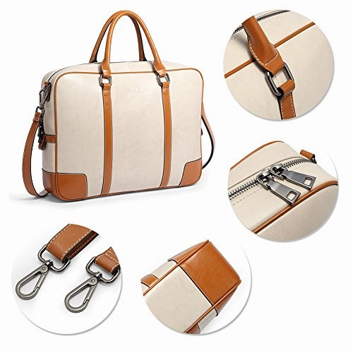 BOSTANTEN Leather Briefcase Messenger Satchel Bags Laptop Handbags for Women