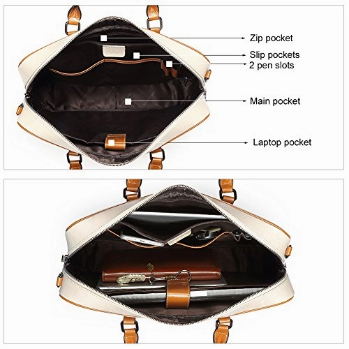 BOSTANTEN Leather Briefcase Messenger Satchel Bags Laptop Handbags for Women