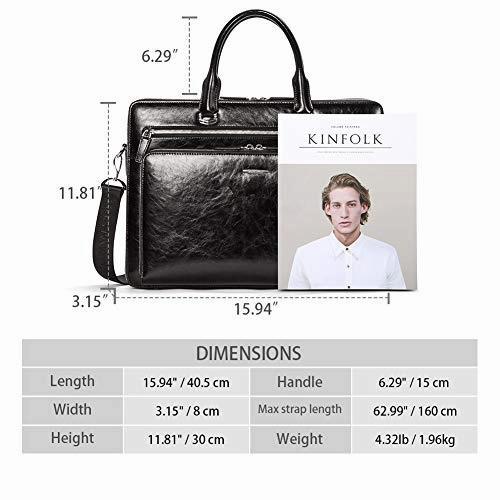 BOSTANTEN Leather Briefcase Shoulder 15.6"Laptop Business Vintage Slim Messenger Bags for Men &