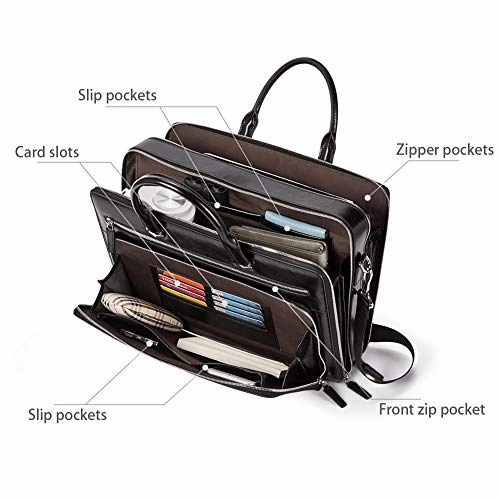 BOSTANTEN Leather Briefcase Shoulder 15.6"Laptop Business Vintage Slim Messenger Bags for Men &