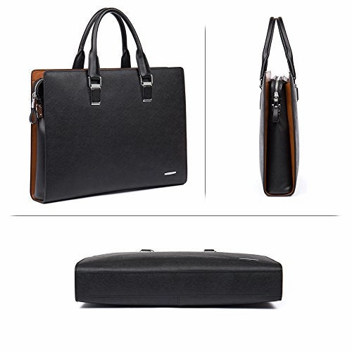 BOSTANTEN Leather Briefcase Shoulder Laptop Business Slim Bag for Men & Women