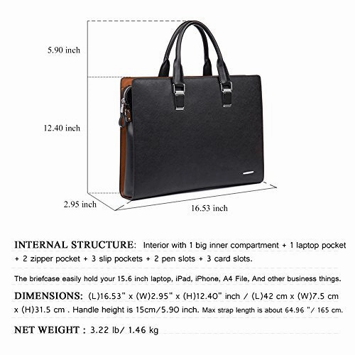 BOSTANTEN Leather Briefcase Shoulder Laptop Business Slim Bag for Men & Women