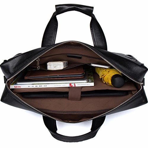 BOSTANTEN Leather Lawyers Briefcase Laptop Messenger Business Bags for Men Black