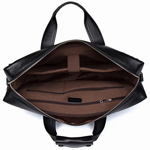 BOSTANTEN Leather Lawyers Briefcase Laptop Messenger Business Bags for Men Black