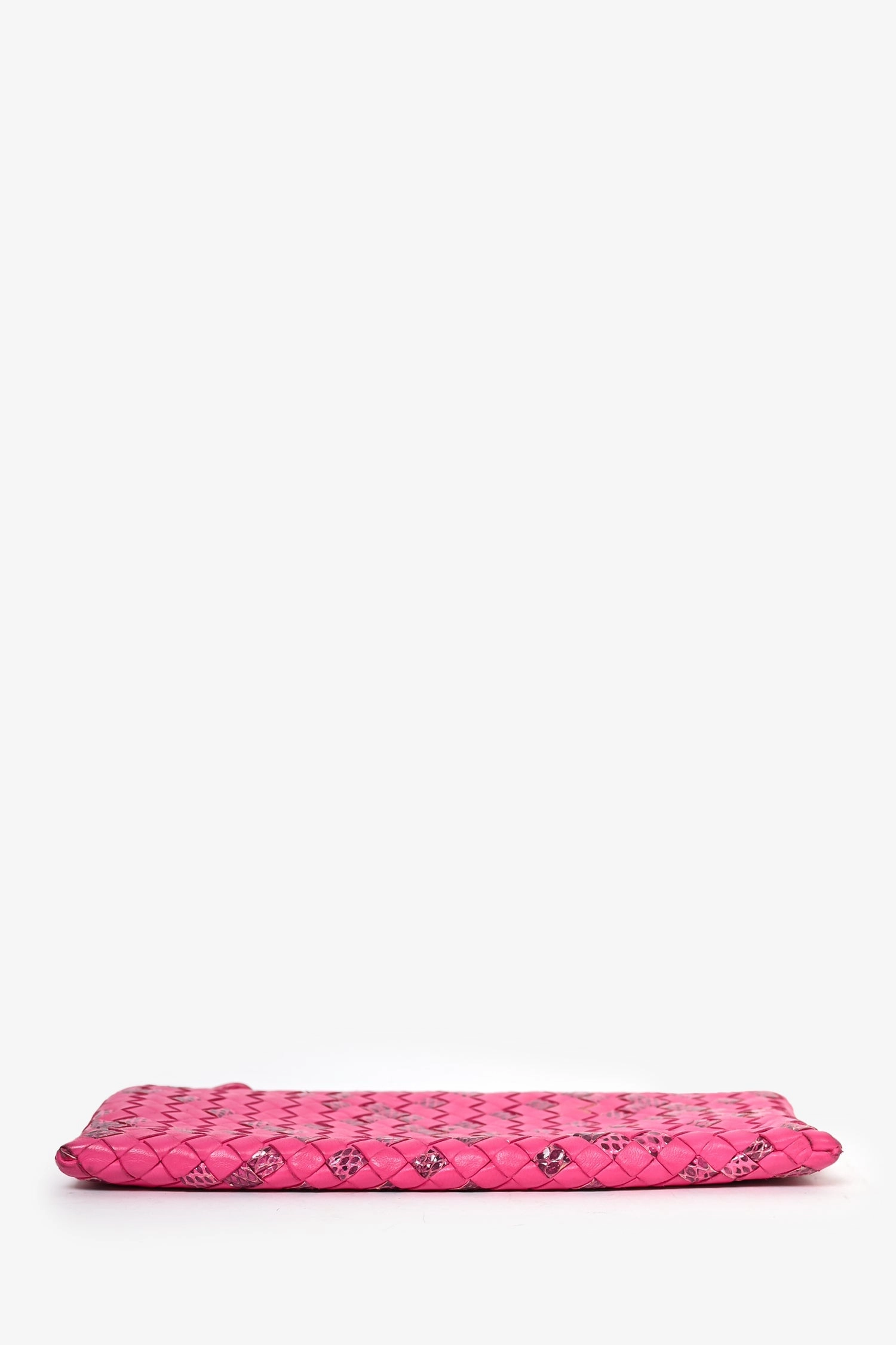 Bottega Pink Python/Leather Intrecciato Zip Pouch