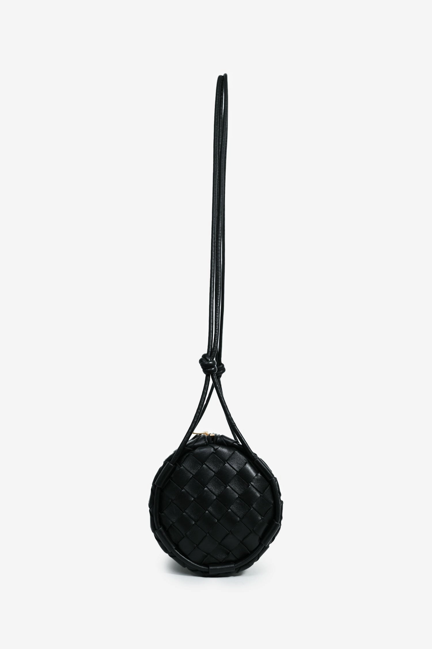 Bottega Veneta Black Intrecciato Leather Barrel Shoulder Bag