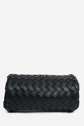 Bottega Veneta Black Intrecciato Leather Barrel Shoulder Bag