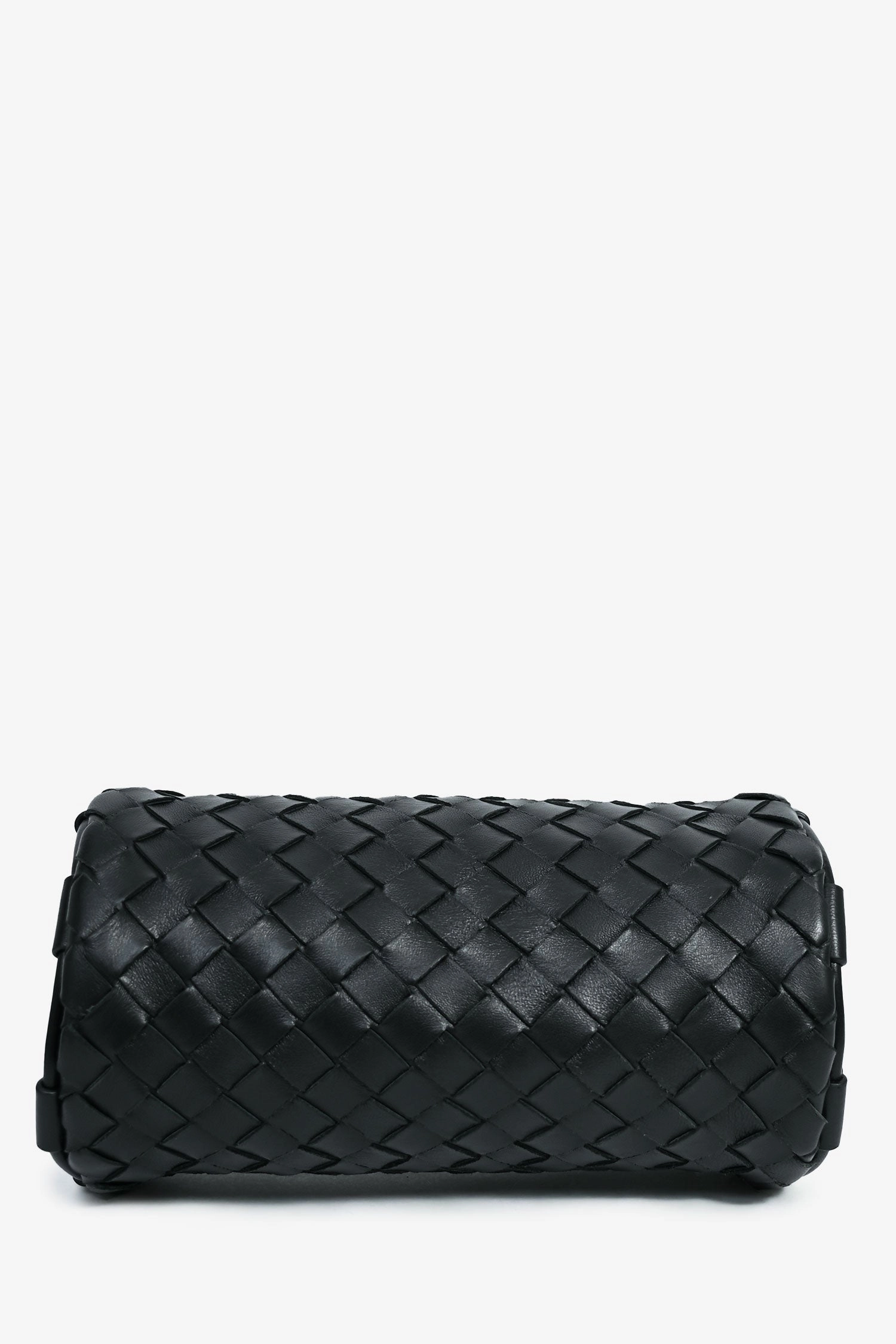 Bottega Veneta Black Intrecciato Leather Barrel Shoulder Bag