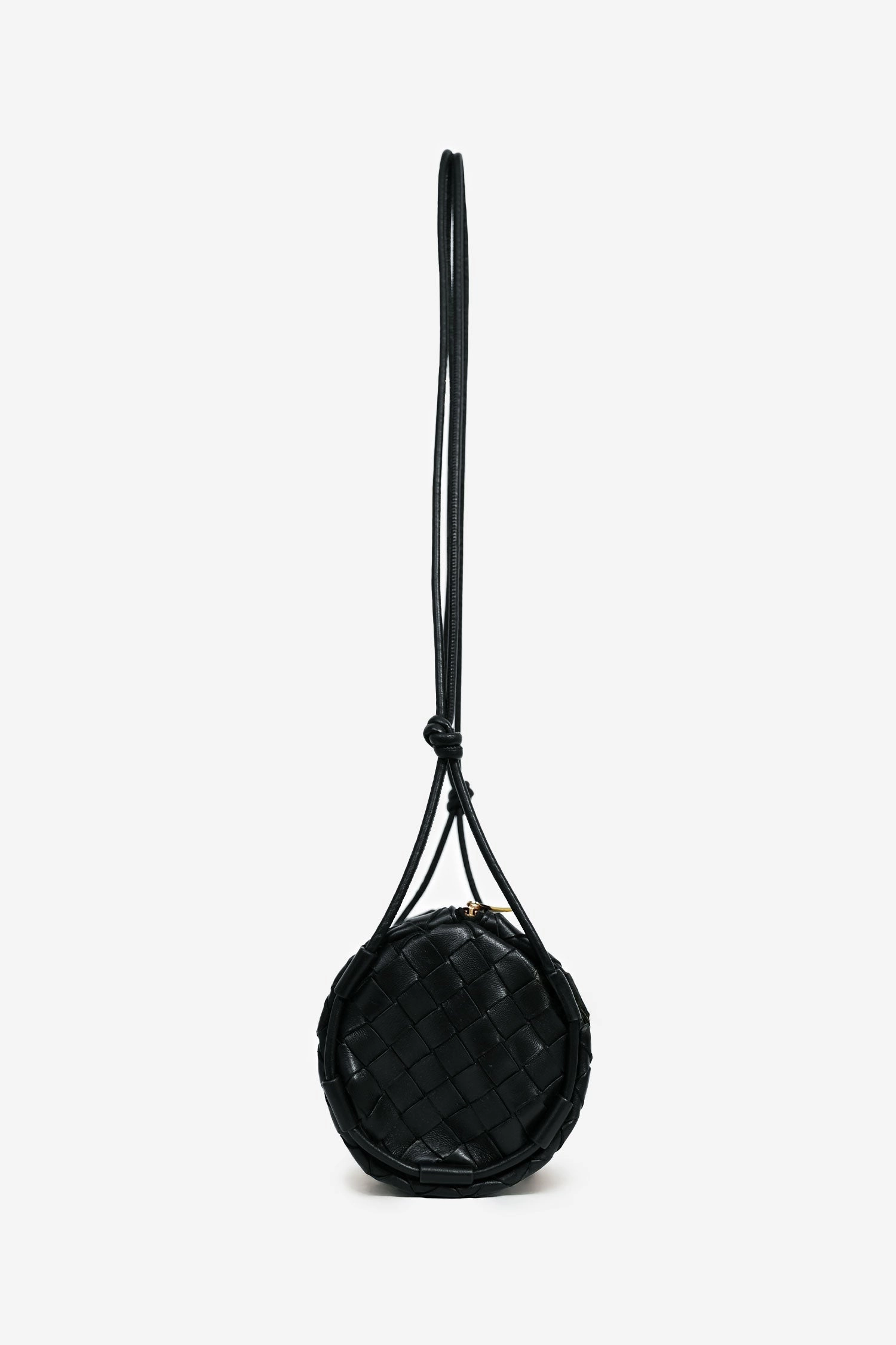 Bottega Veneta Black Intrecciato Leather Barrel Shoulder Bag