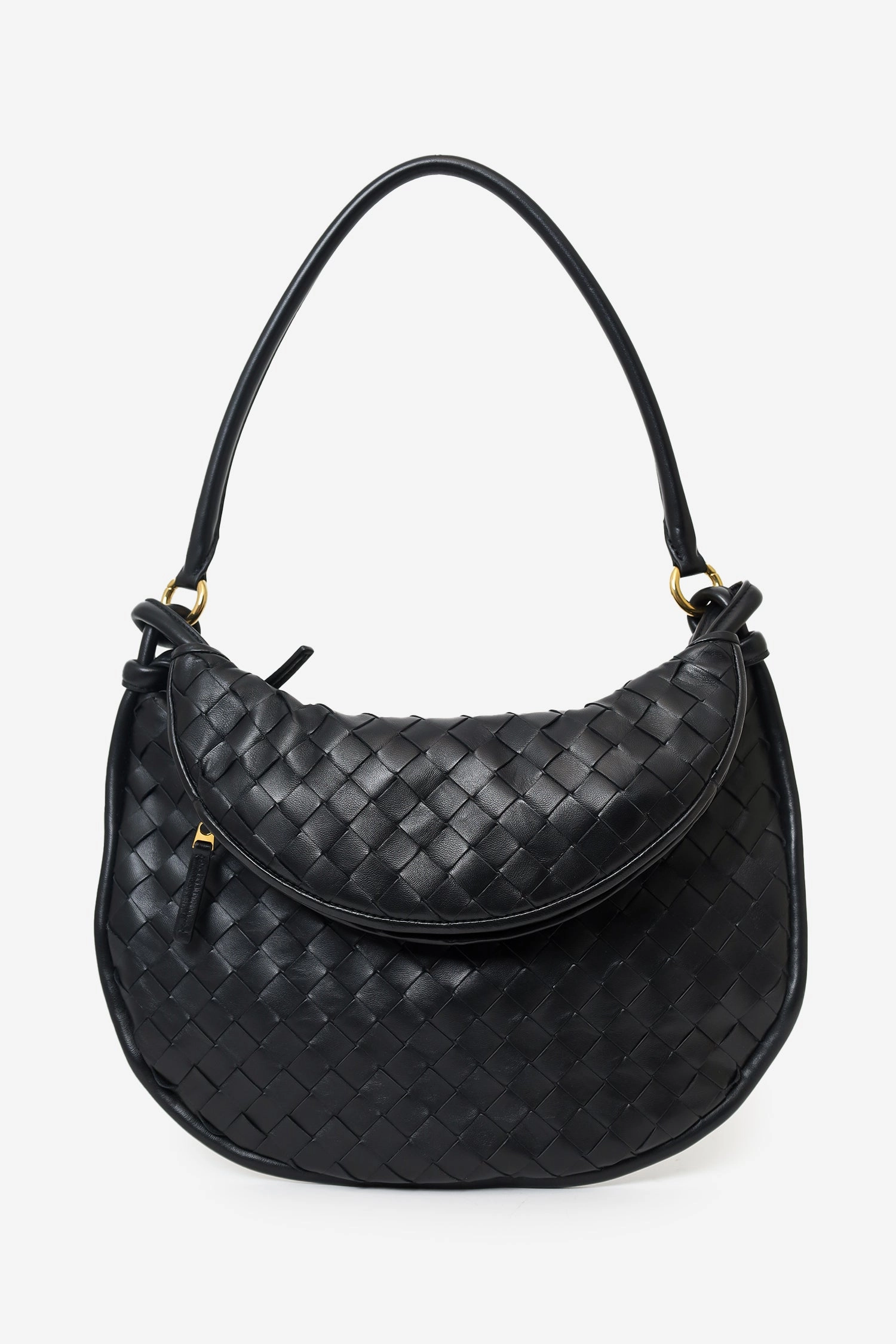 Bottega Veneta Black Intrecciato Leather Gemelli Medium Shoulder Bag