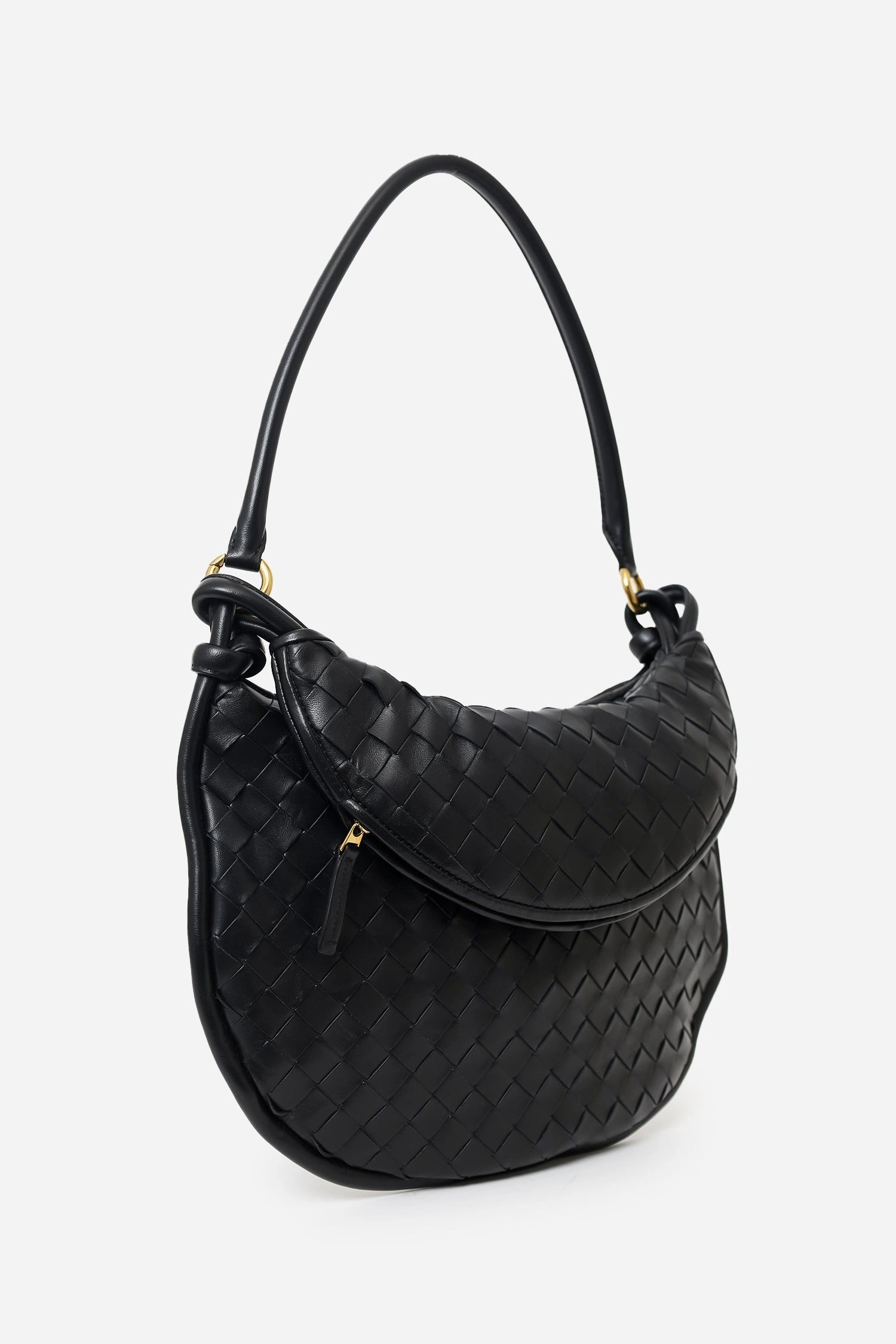 Bottega Veneta Black Intrecciato Leather Gemelli Medium Shoulder Bag