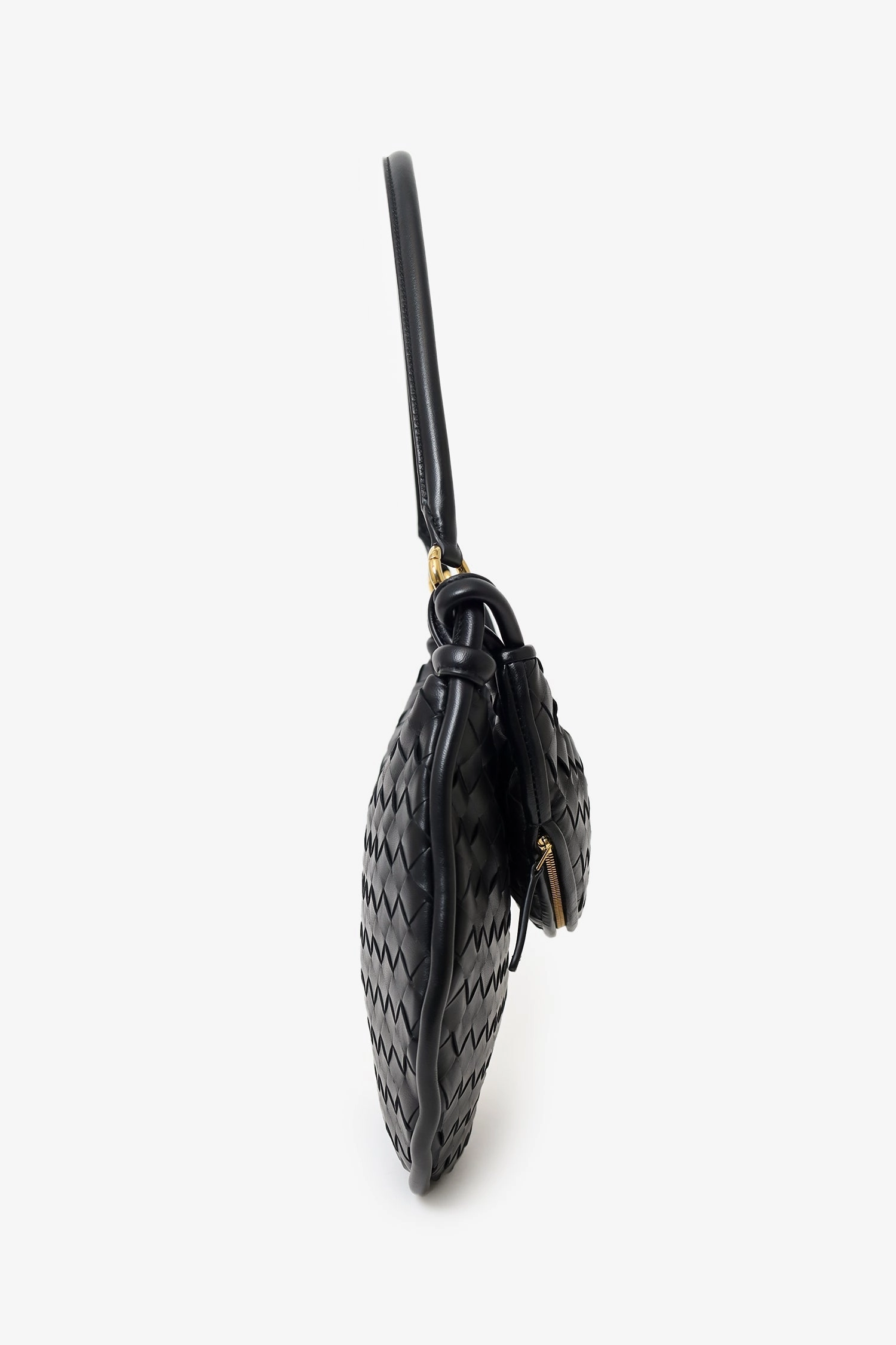Bottega Veneta Black Intrecciato Leather Gemelli Medium Shoulder Bag