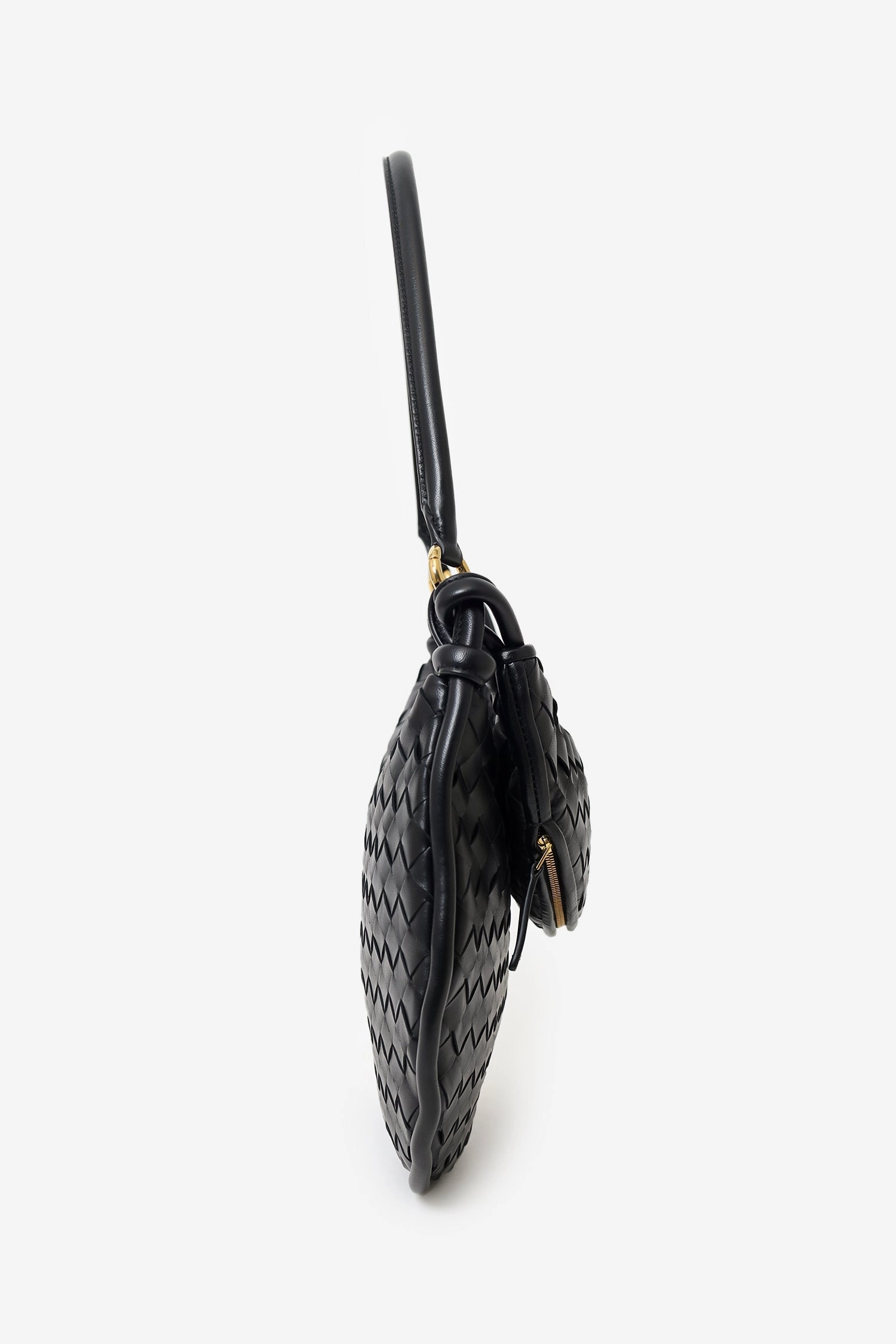 Bottega Veneta Black Intrecciato Leather Gemelli Medium Shoulder Bag