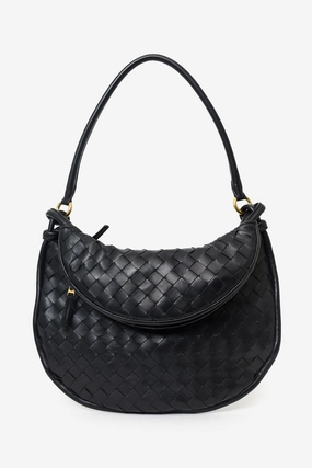 Bottega Veneta Black Intrecciato Leather Gemelli Medium Shoulder Bag