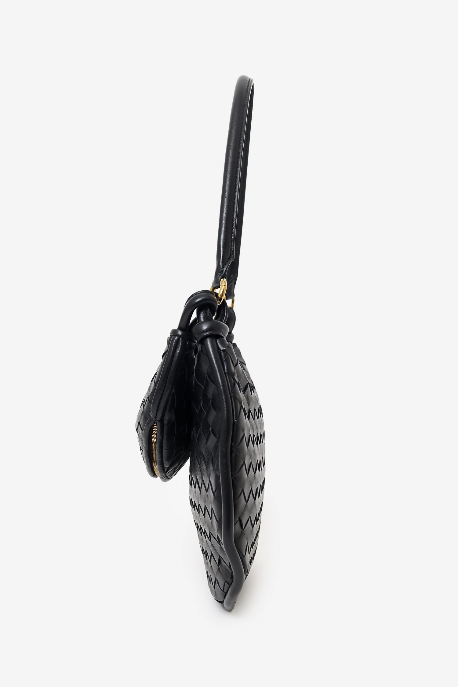 Bottega Veneta Black Intrecciato Leather Gemelli Medium Shoulder Bag