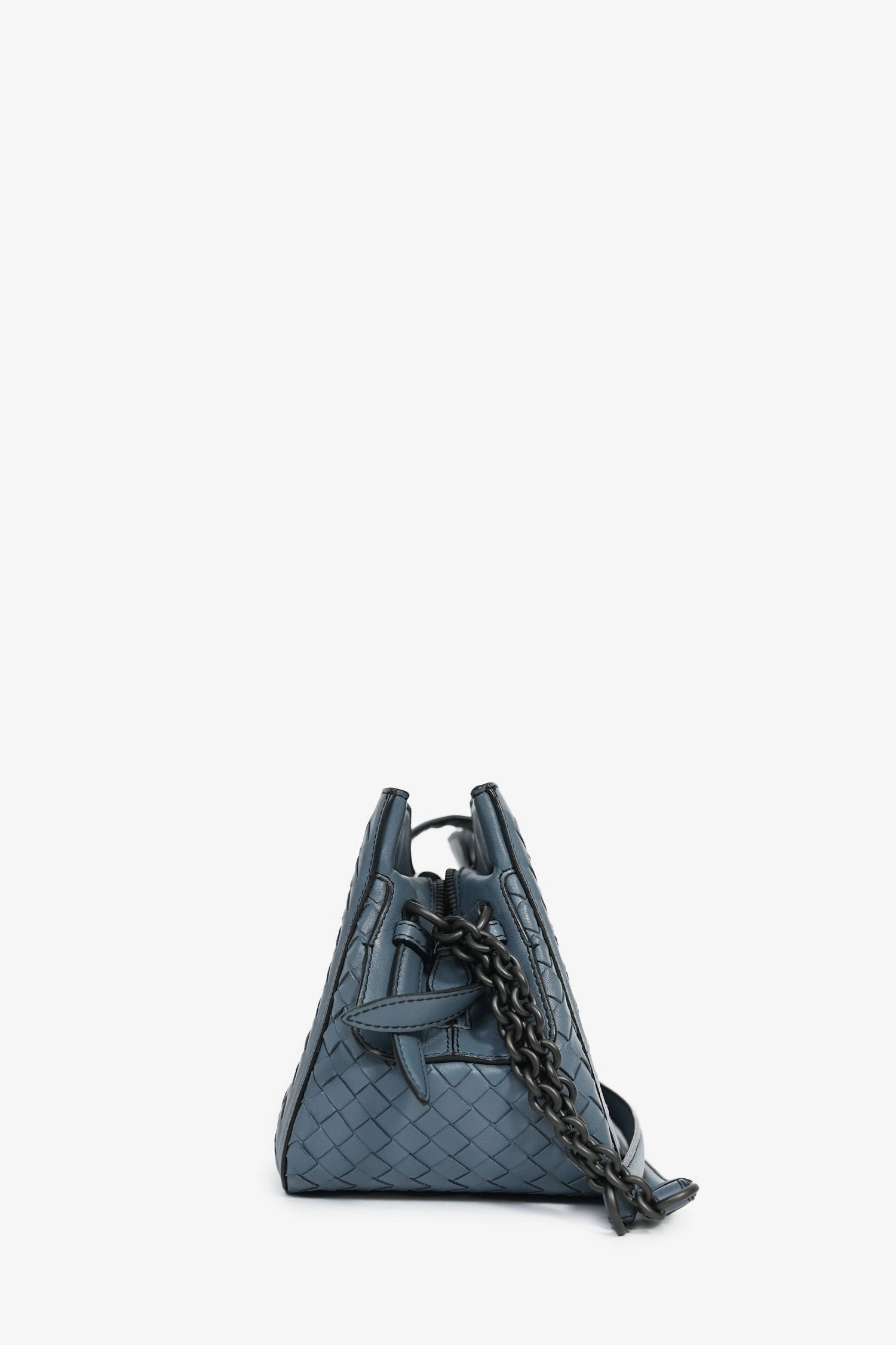 Bottega Veneta Blue Intrecciato Leather 'Roma' Shoulder Bag