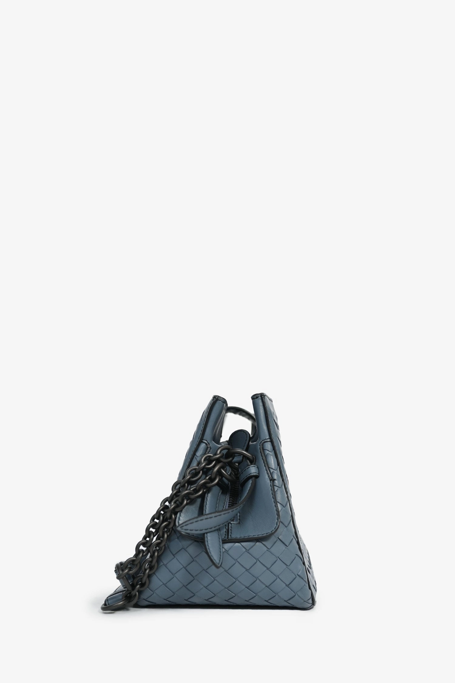Bottega Veneta Blue Intrecciato Leather 'Roma' Shoulder Bag