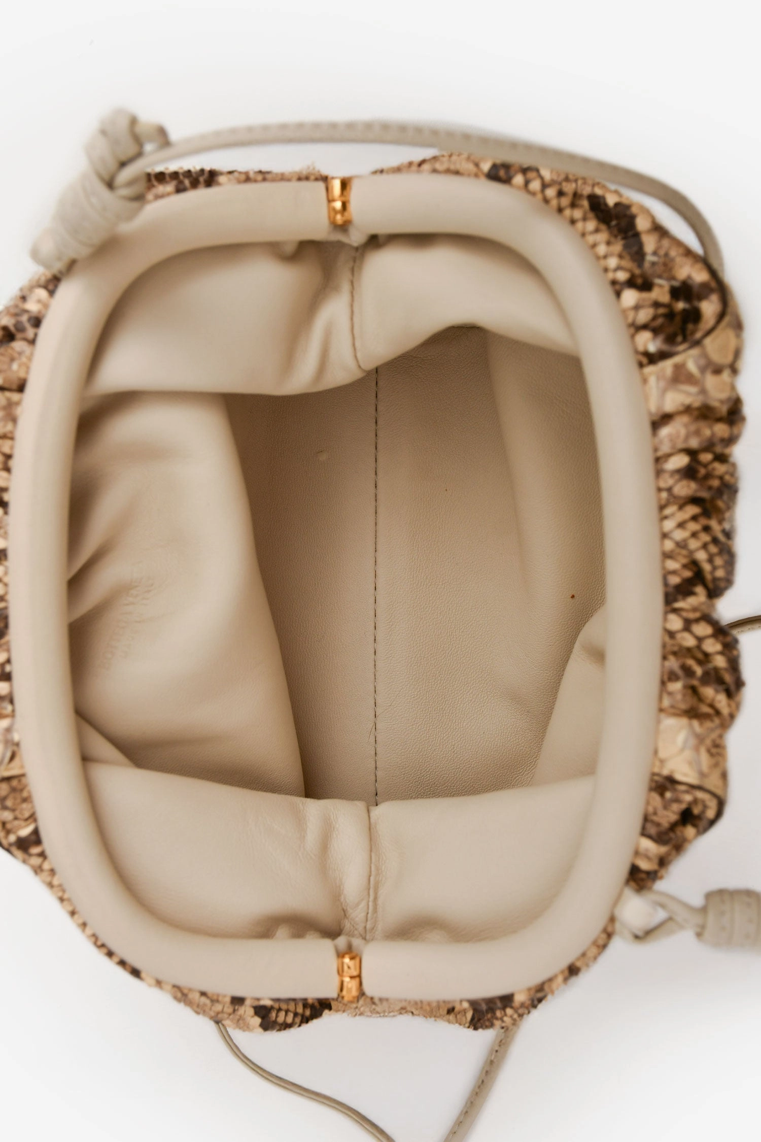 Bottega Veneta Brown Leather Trimmed Python The Pouch Mini Clutch