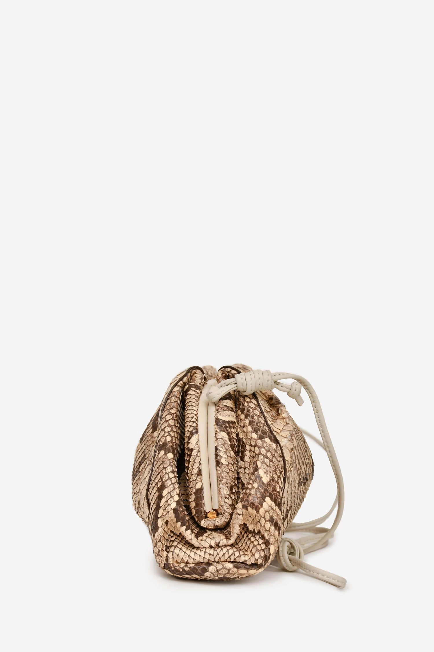 Bottega Veneta Brown Leather Trimmed Python The Pouch Mini Clutch