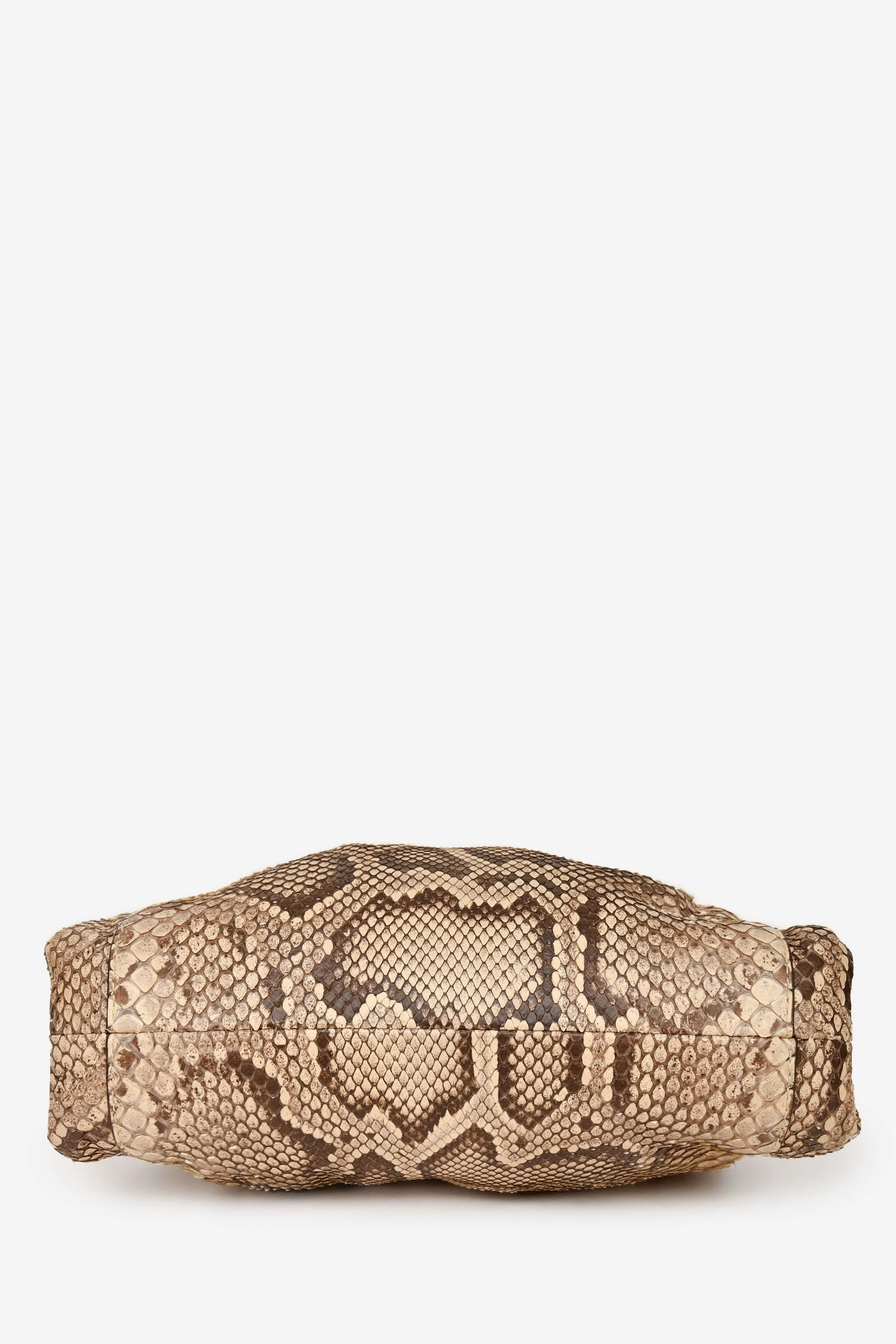 Bottega Veneta Brown Leather Trimmed Python The Pouch Mini Clutch