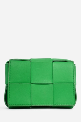 Bottega Veneta Green Maxi Intrecciato Leather Mini Cassette Crossbody Bag