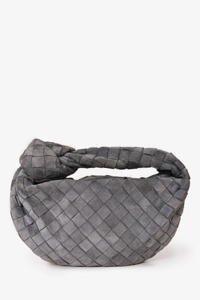 Bottega Veneta Grey Intrecciato Suede Mini Jodie Bag (As Is)