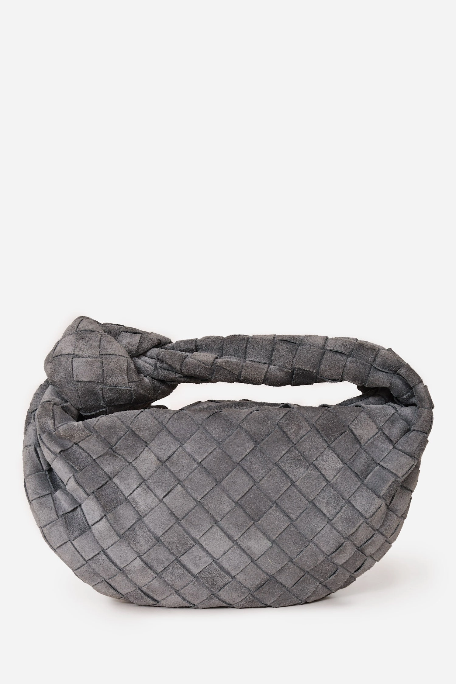Bottega Veneta Grey Intrecciato Suede Mini Jodie Bag (As Is)