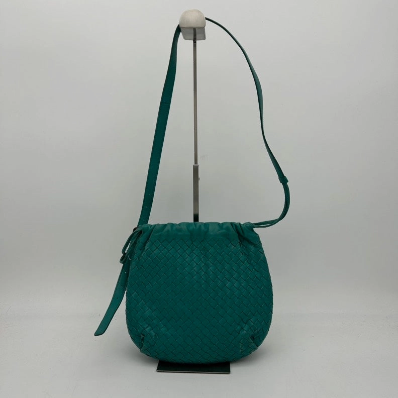 Bottega Veneta Leather Crossbody Bag Green Medium