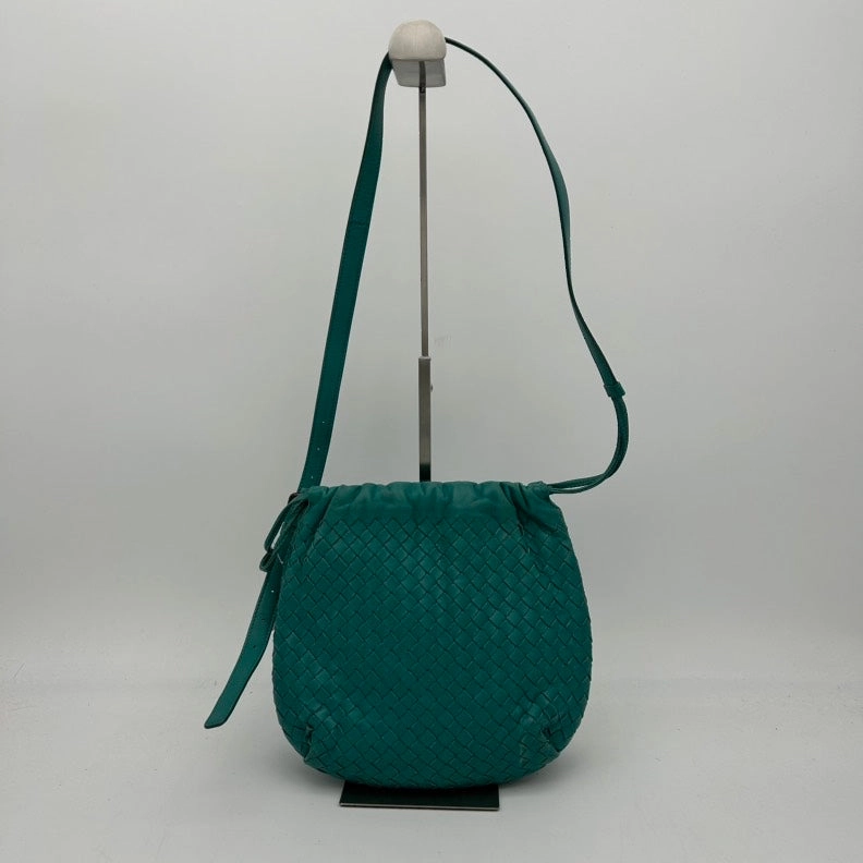 Bottega Veneta Leather Crossbody Bag Green Medium