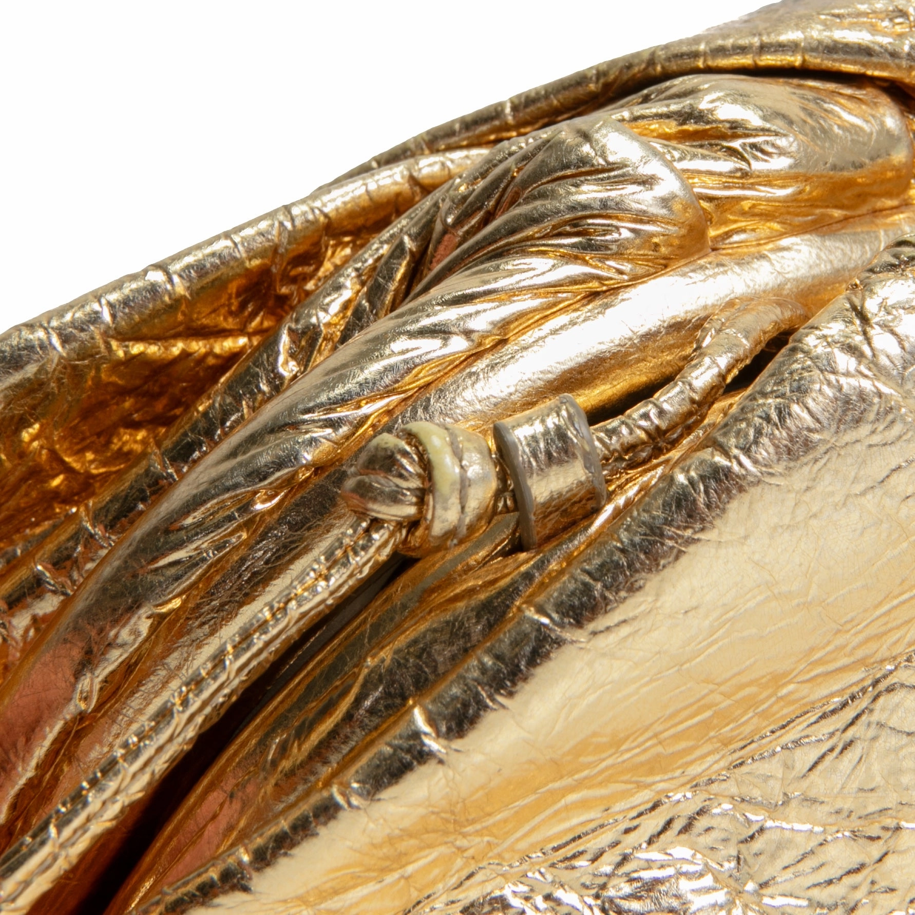 BOTTEGA VENETA Metallic Crinkled Lambskin The Mini Pouch- Oro Gold