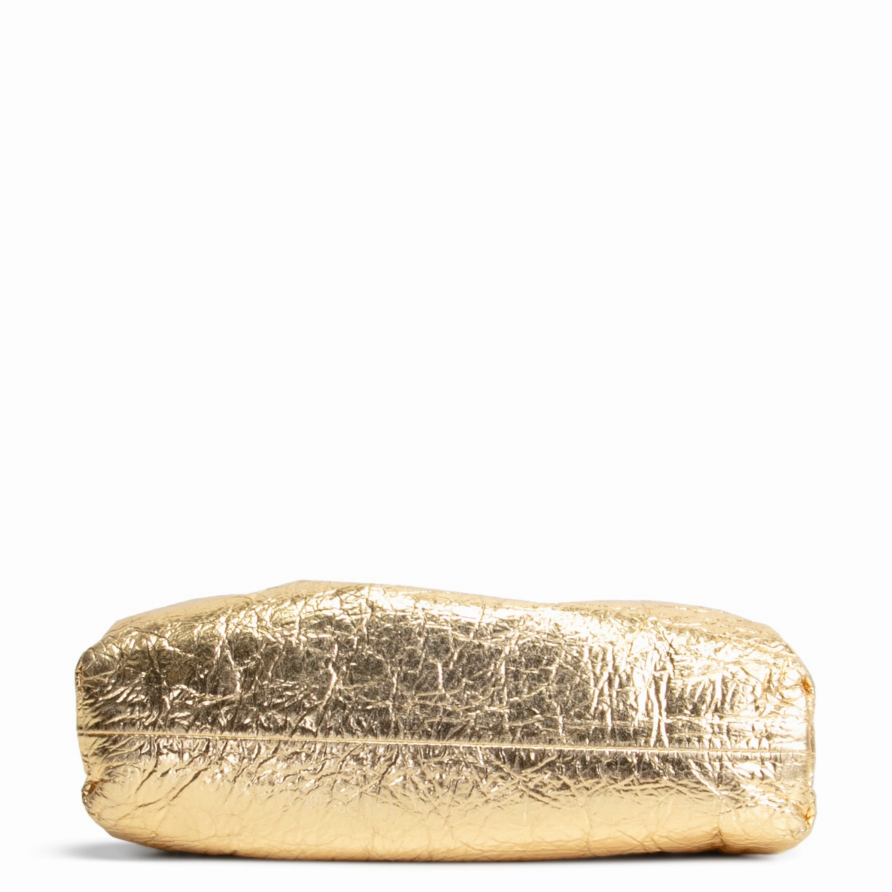 BOTTEGA VENETA Metallic Crinkled Lambskin The Mini Pouch- Oro Gold